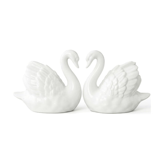 Ceramic Swan Figurines / White / 3.9 x 3.3 / Set of 2