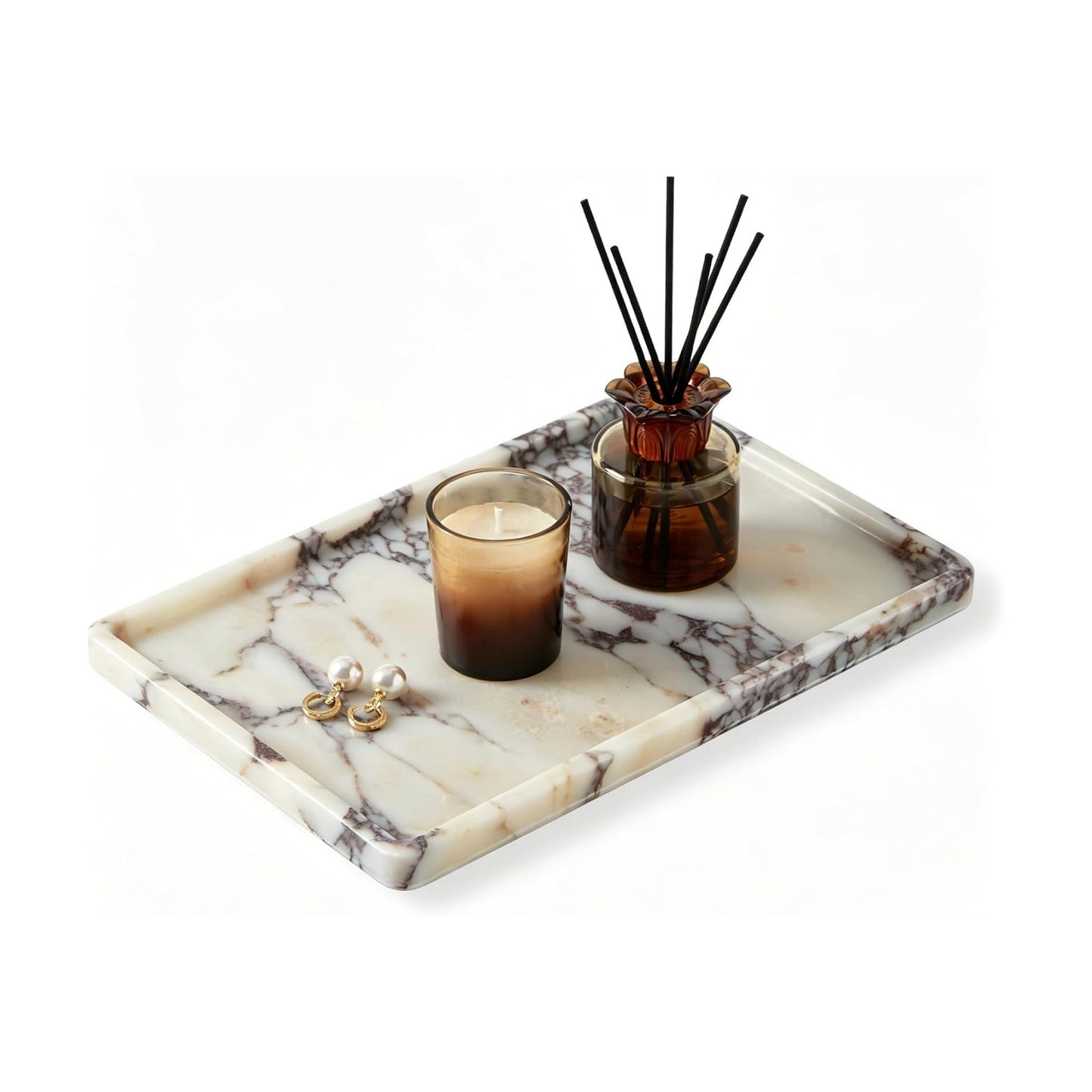 Rectangle Marble Tray / 11.8 x 7.8 x 0.7 / Rectangle-calacatta Viola / Natural