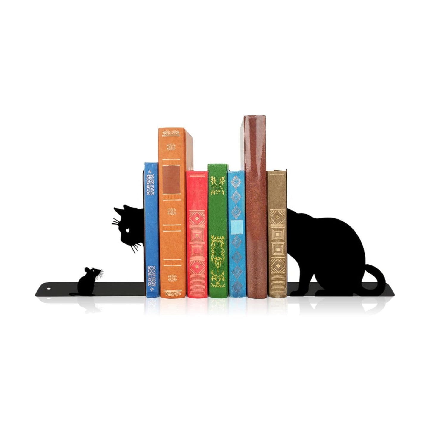 Cat and Mouse Metal Bookends Cats Book Ends / Black