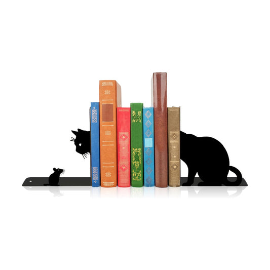 Cat and Mouse Metal Bookends Cats Book Ends / Black