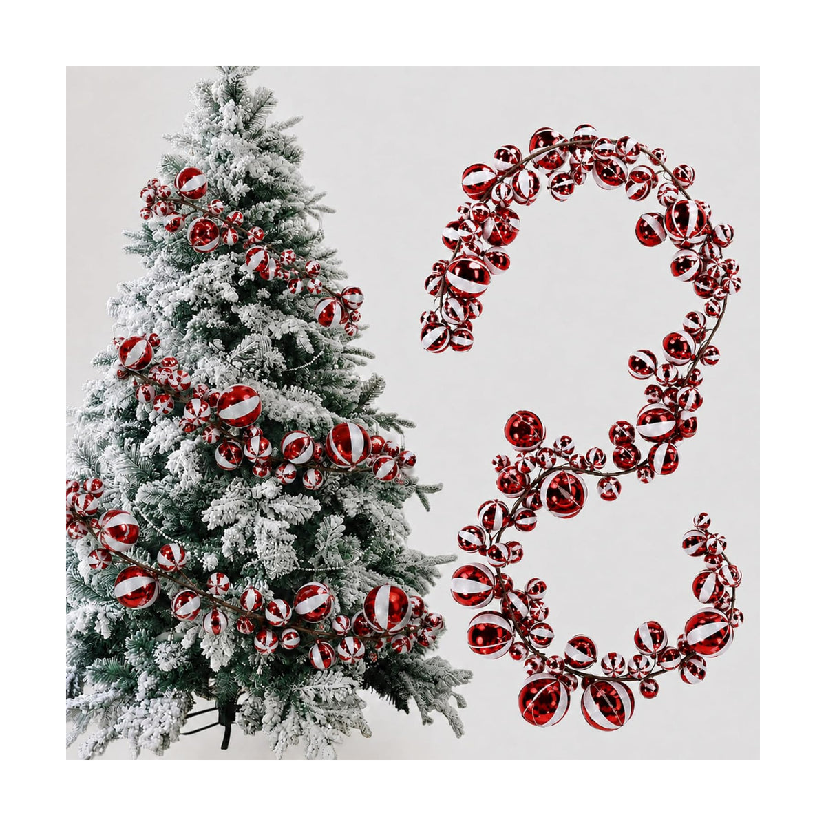 2 Pcs 6 ft Christmas Ball Ornament Garland, Candy | Bauble Bulb Christmas Tree Ball Decoration Shatterproof Ornaments