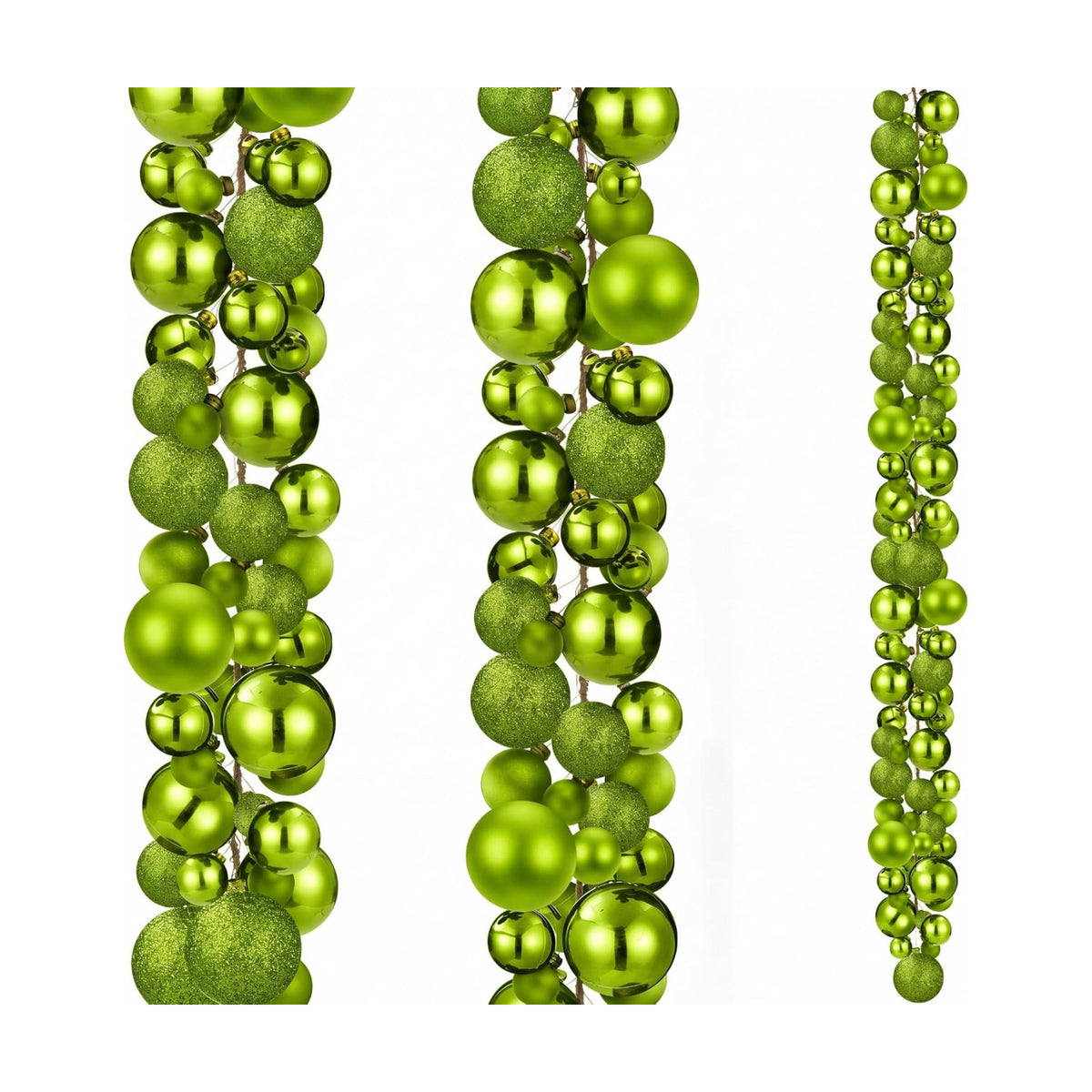 2 Pcs 6 ft Christmas Ball Ornament Garland, Light Green | Bauble Bulb Christmas Tree Ball Decoration Shatterproof