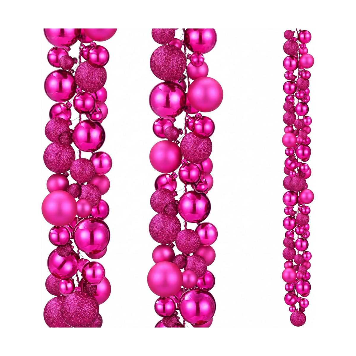 2 Pcs Christmas Ball Garland 6 ft Ball Ornaments Christmas Bulb Garland Xmas Tree Bauble Decorations for Party Indoor