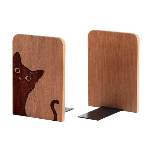 Decorative Wooden Book Ends / Cattail / 4.72 x 6.69