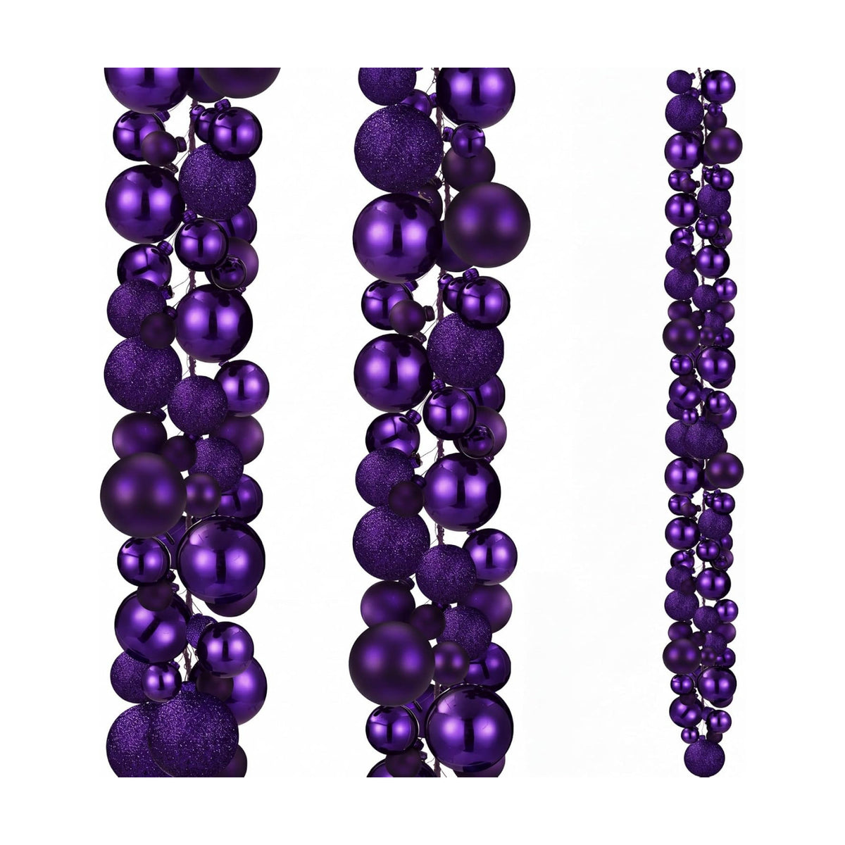 2 Pcs 6 ft Christmas Ball Ornament Garland, Dark Purple | Bauble Bulb Christmas Tree Ball Decoration Shatterproof