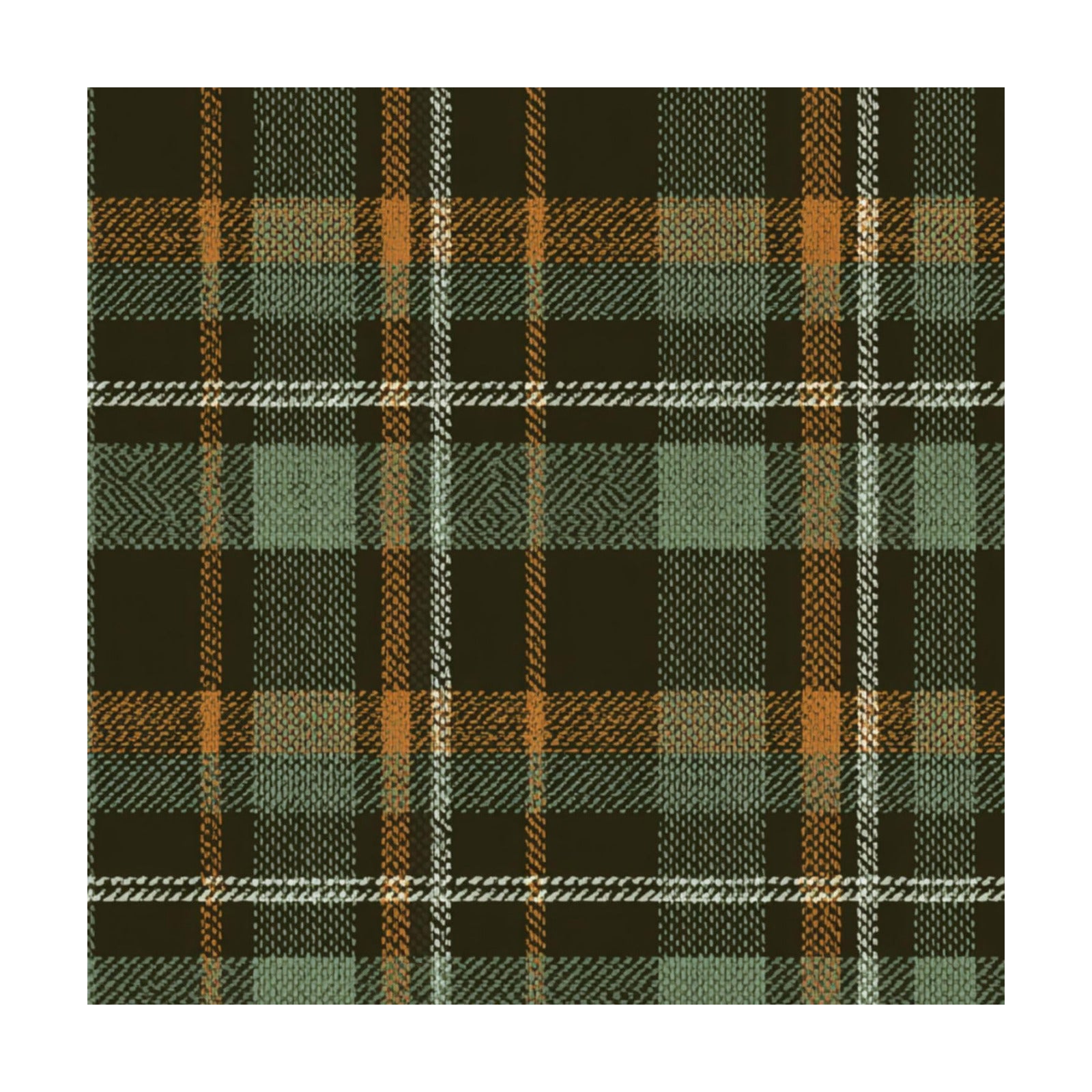 Peel and Stick Wallpaper Plaid green Herringbone textured seamless / Multi8 / 24 x 118 / Brown
