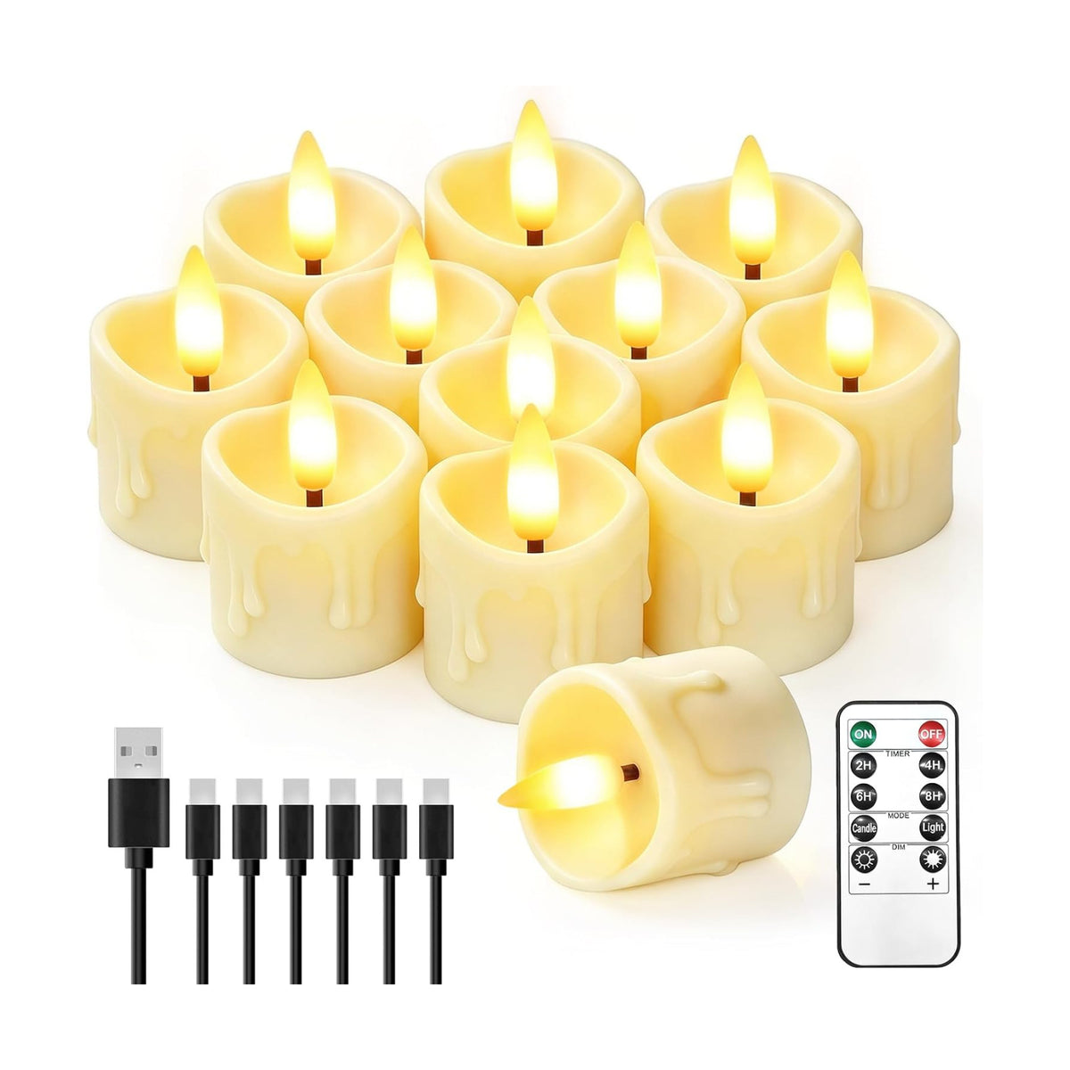 12 Pack Small Rechargeable Flameless Candles with Remote Timer | 1.5"x2" LED Tea Lights Flickering Mini Candles Battery