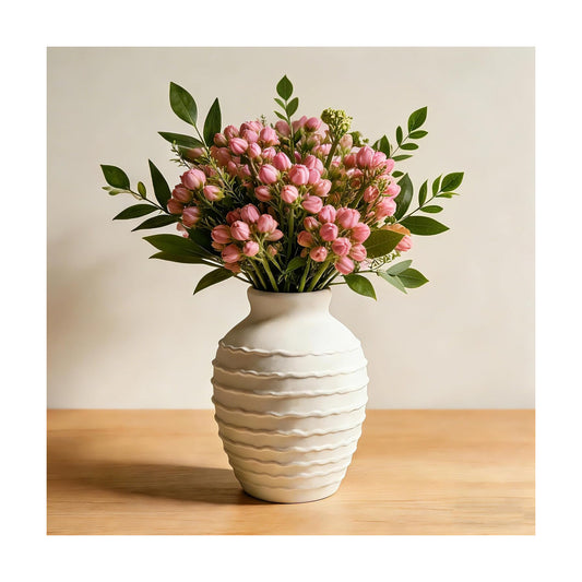 Ceramic Flower Vase 6.7" Modern Farmhouse Rustic Vase Decorative Vintage Vase / 6.7" H - Off-white