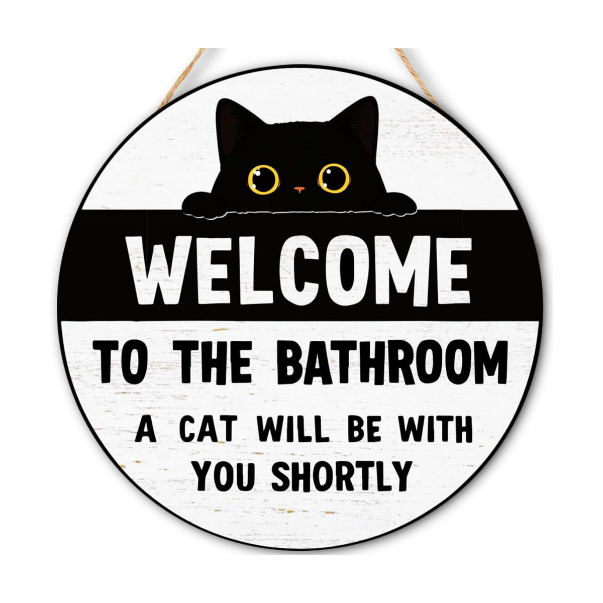Cat Lovers Gifts Bathroom Wood Hanger, A Cat Will Be with You Sign for Bathroom Toilet Decor