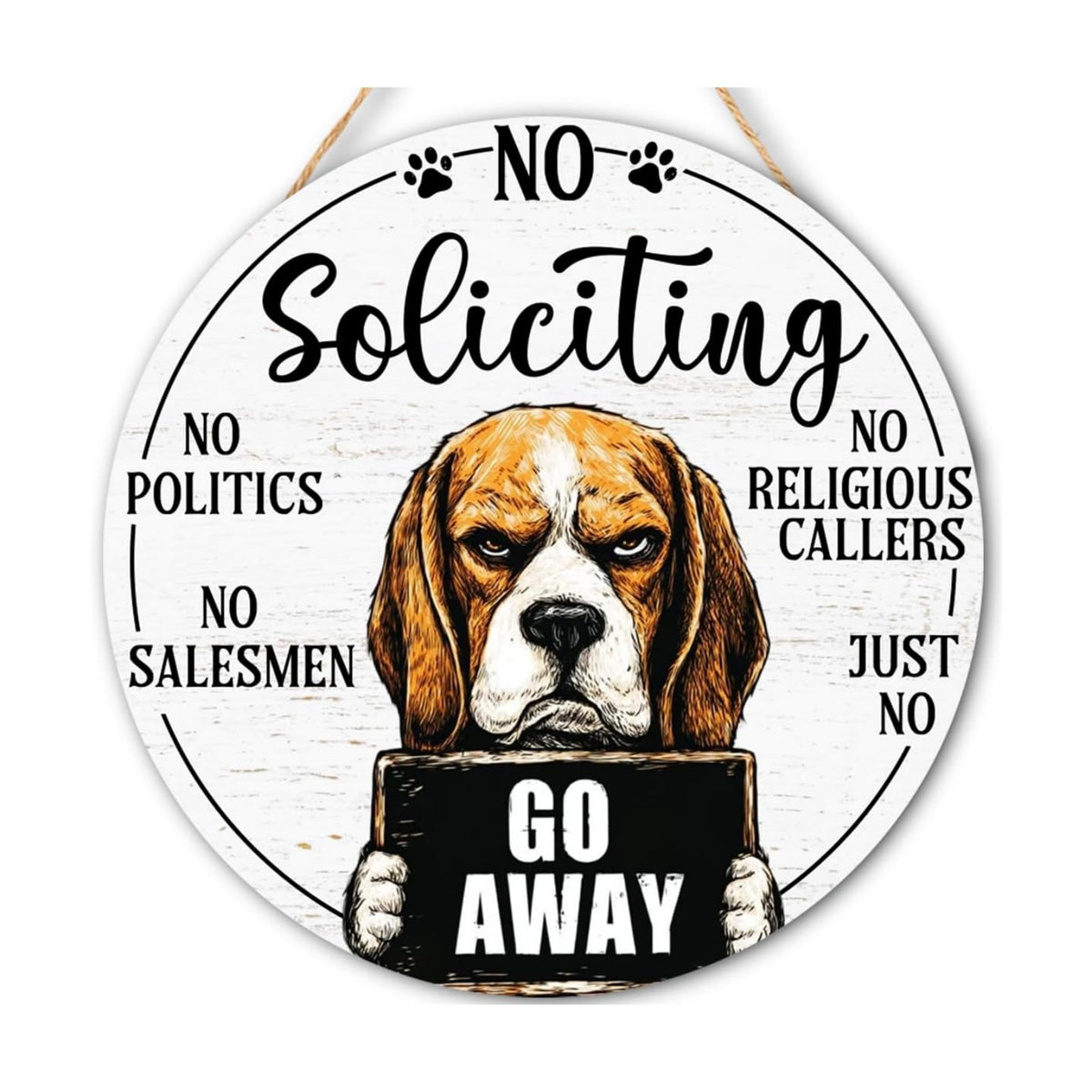 Beagle Dog Gifts No Soliciting Sign for House Front Door, Don't Knock or Ring Doorbell Sign for Dog Lover