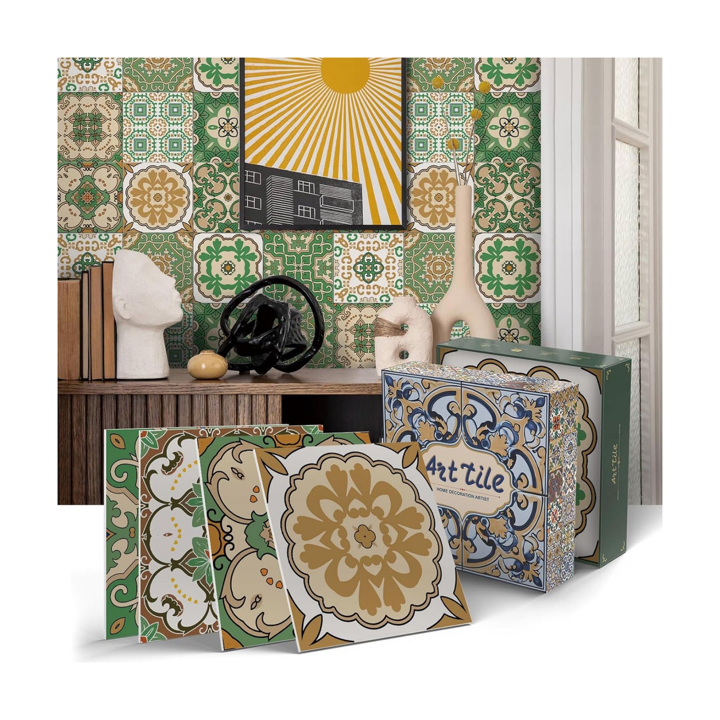 Wall Decor Stickers / Green / 6 x 6 / Set of 24