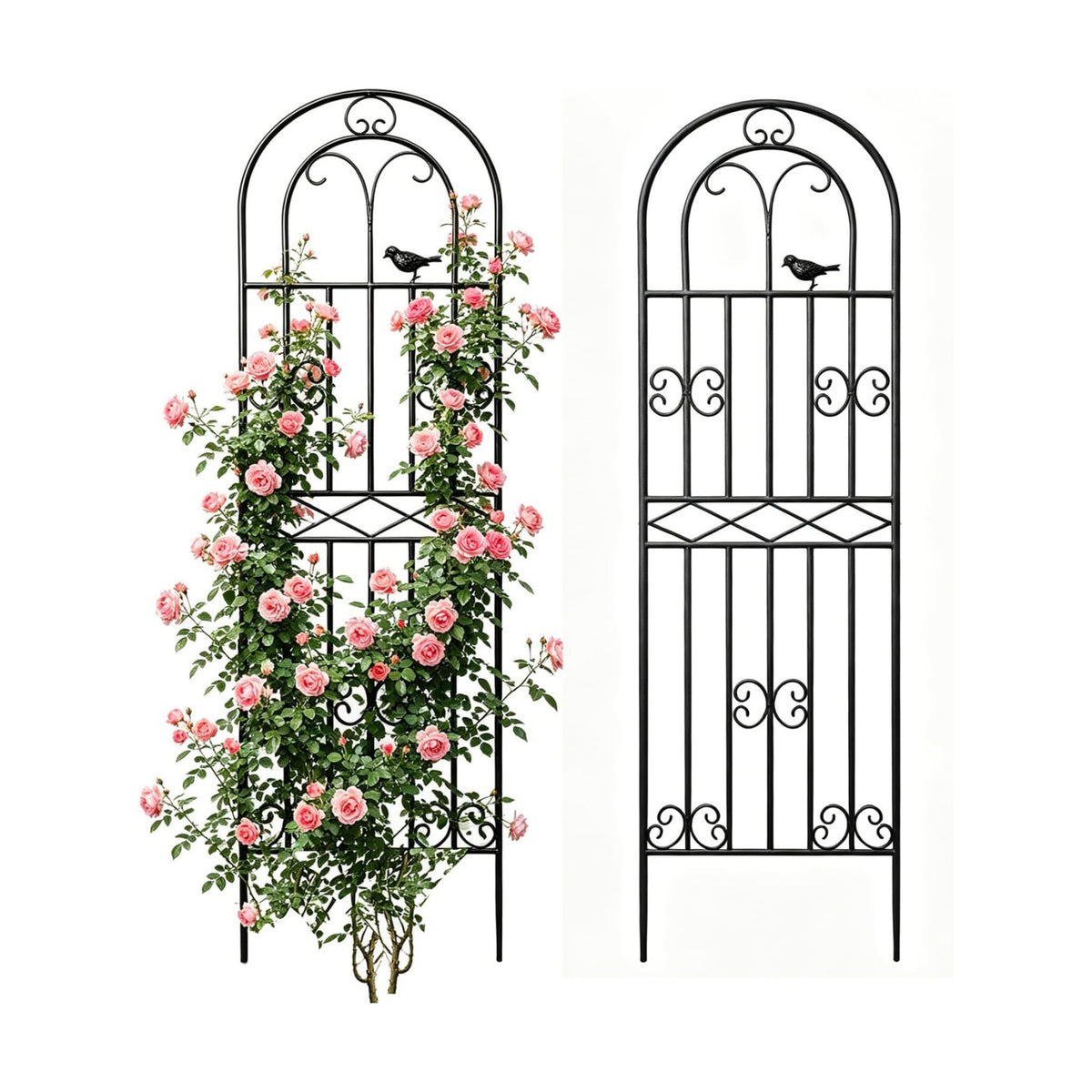 2 Pack 70.8"x19.7" Metal Gardon Trellis for Climbing Plants Outdoor, | Rustproof, Heavy Duty, Black Coating Gardon