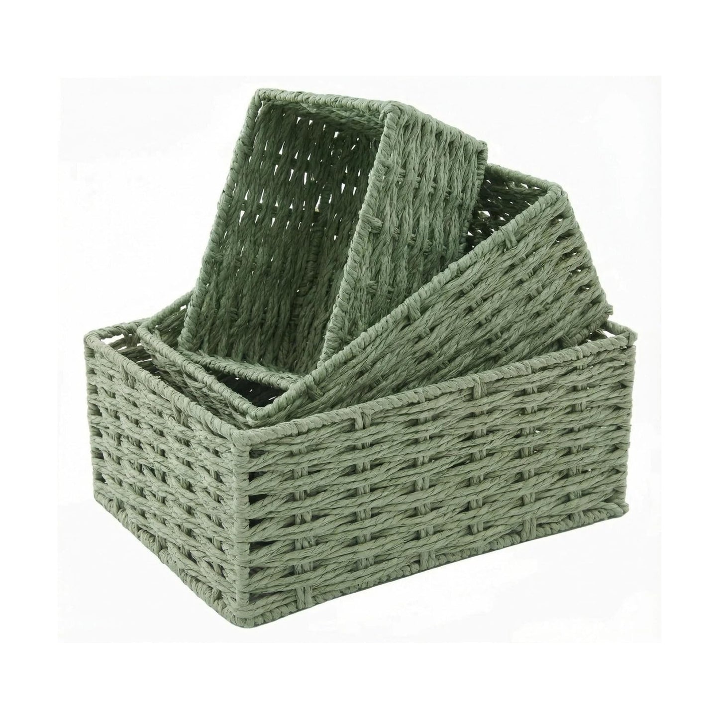 Woven Storage Basket / Green / Set of 3