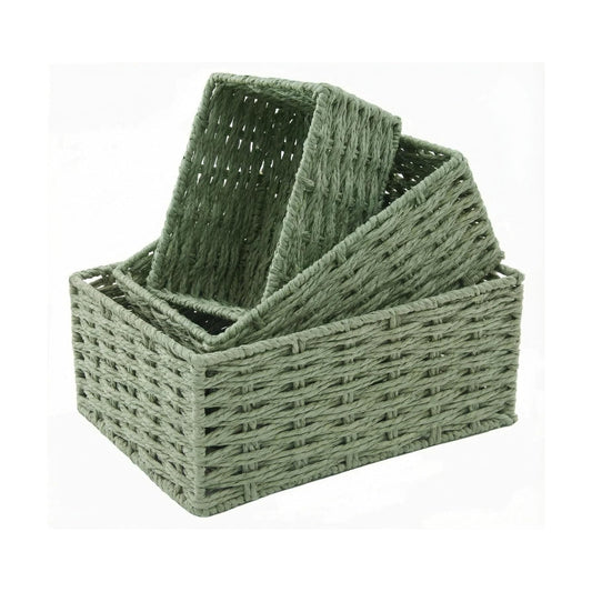 Woven Storage Basket / Green / Set of 3