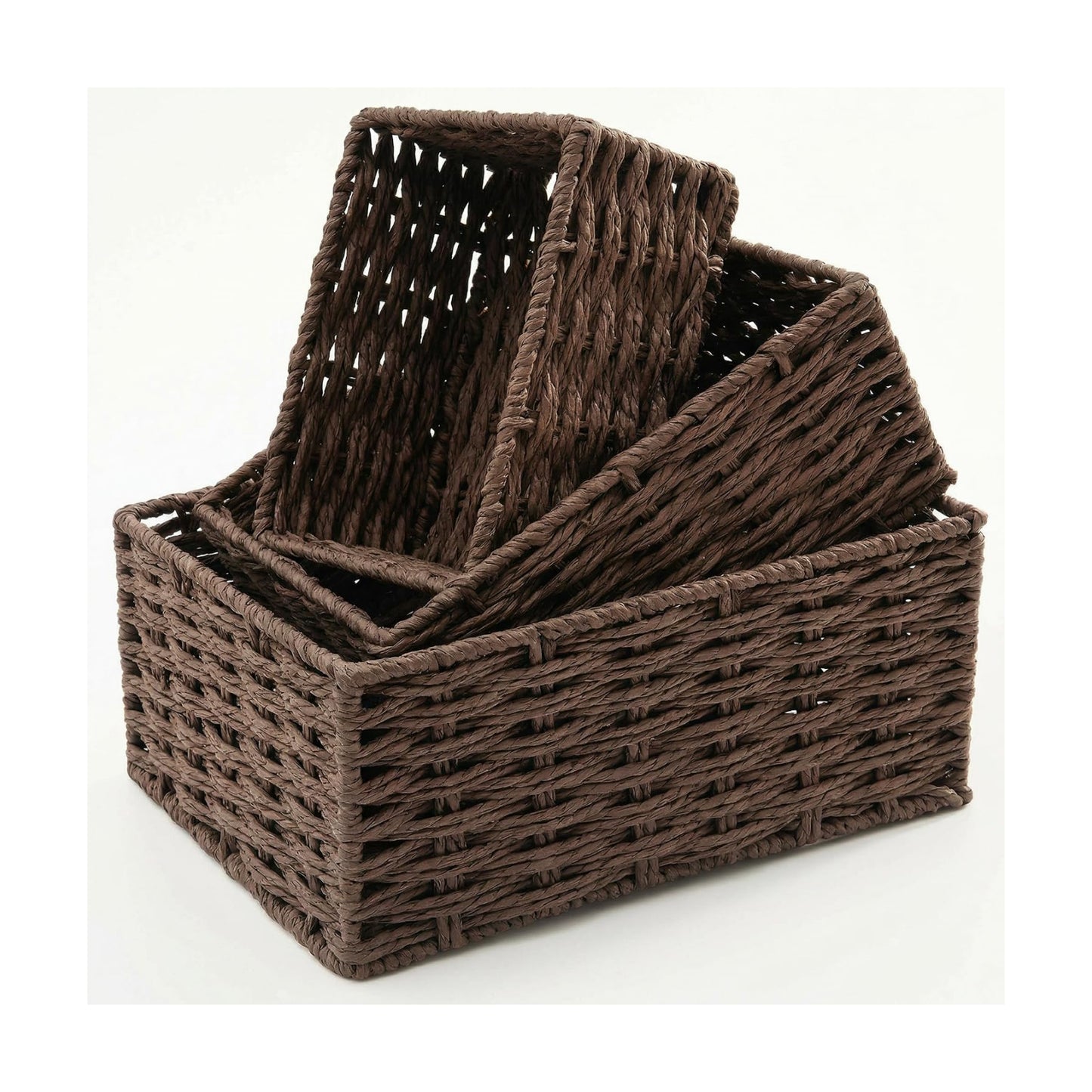 Woven Storage Basket / Coffee / Natural / Set of 3
