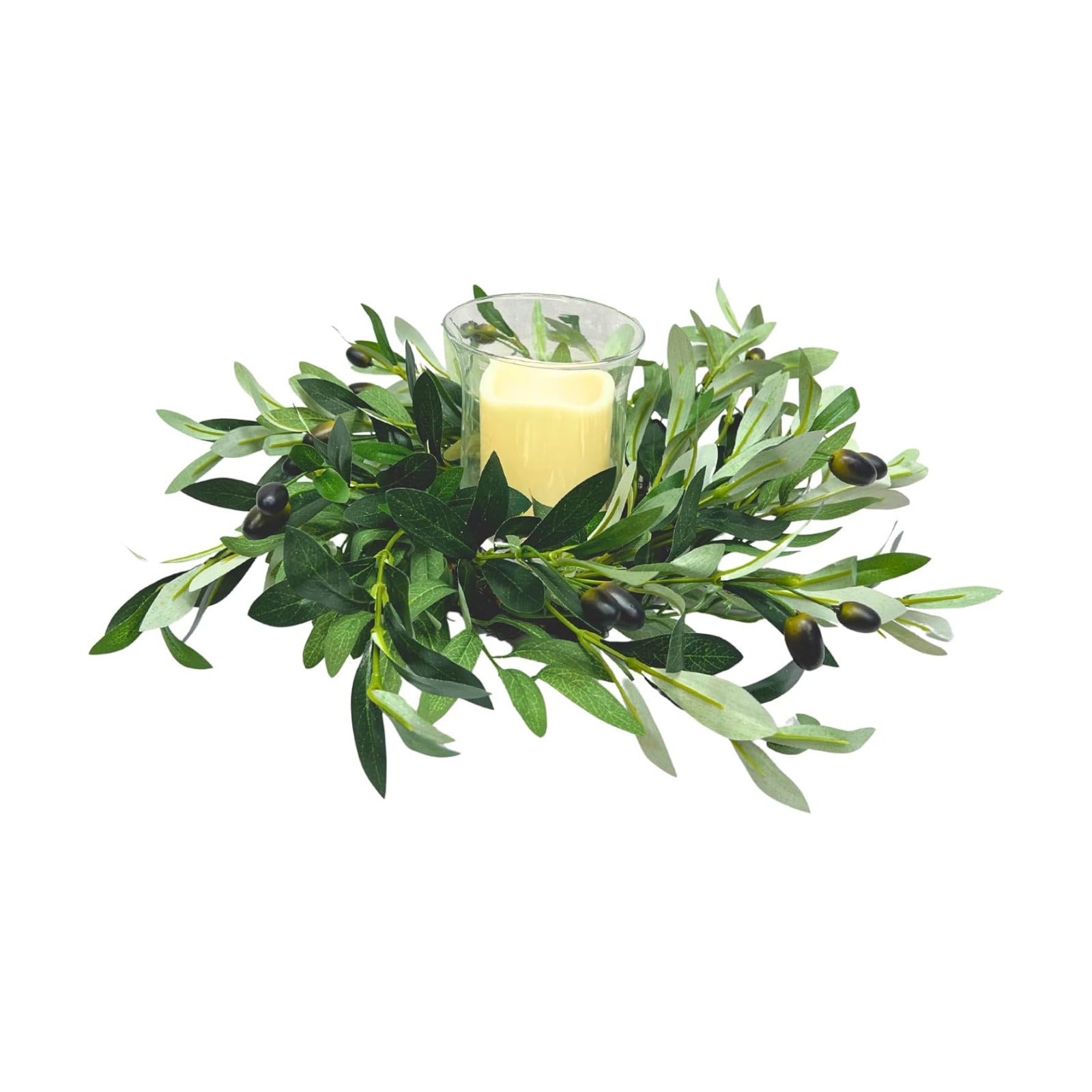 Artificial Olive Branch Candle Ring