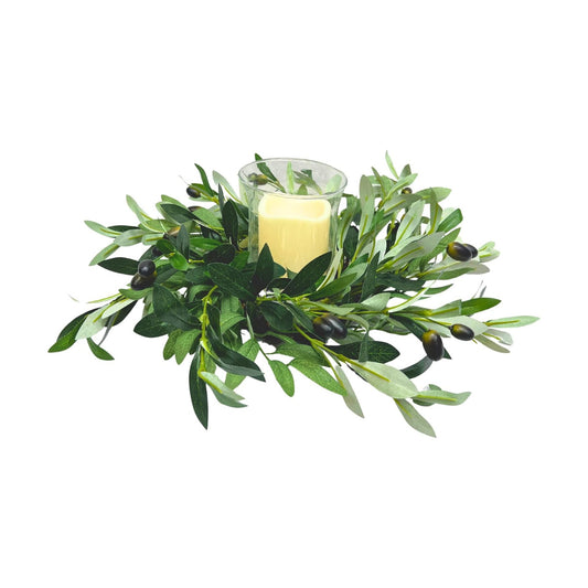 Artificial Olive Branch Candle Ring