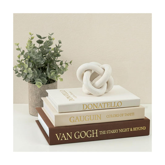 Vintage Faux Book Box Brown Linen Decorative Books / Brown-beige-white / Set of 3