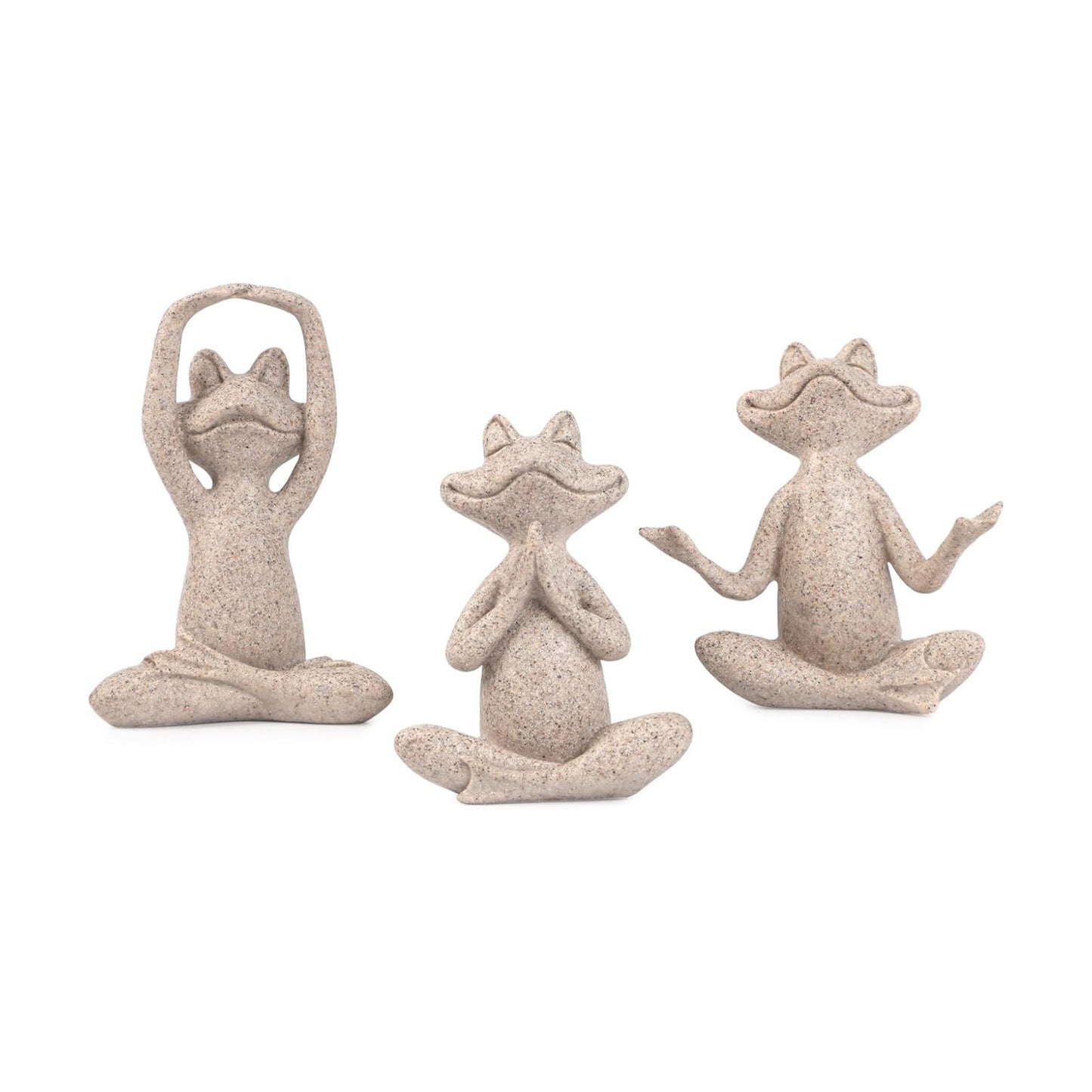 Suoedd Frog Yoga Figurines 3 Pcs,Modern Decor for Shelf,Desk,Office