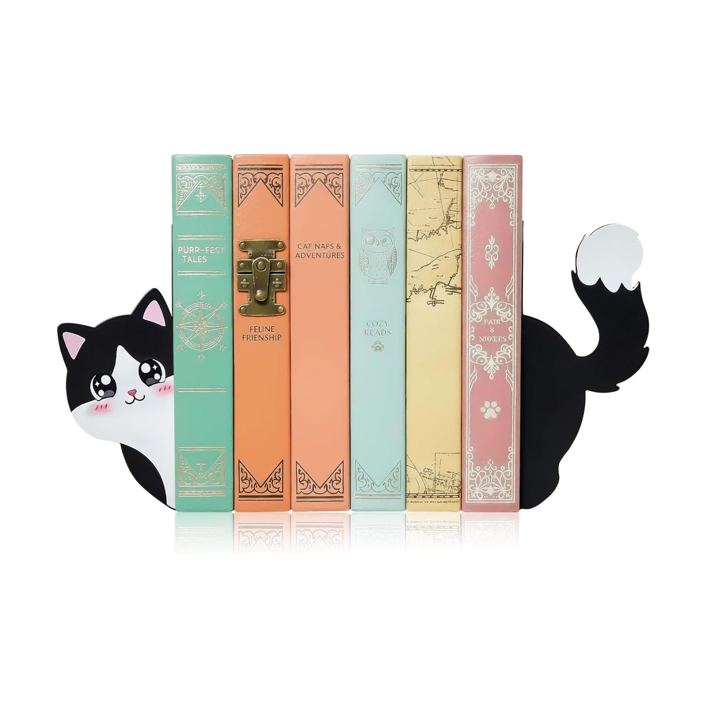 Cats Metal Bookends / Black and White