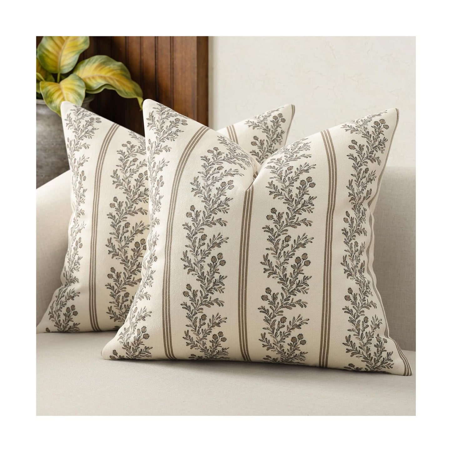 Vintage Throw Pillow Covers / Chocolate / 18 x 18 / Set of 2