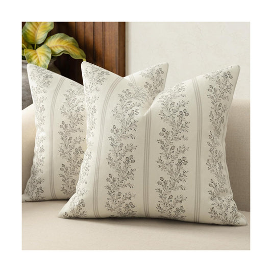 Vintage Throw Pillow Covers / Light Taupe / 18 x 18 / Set of 2