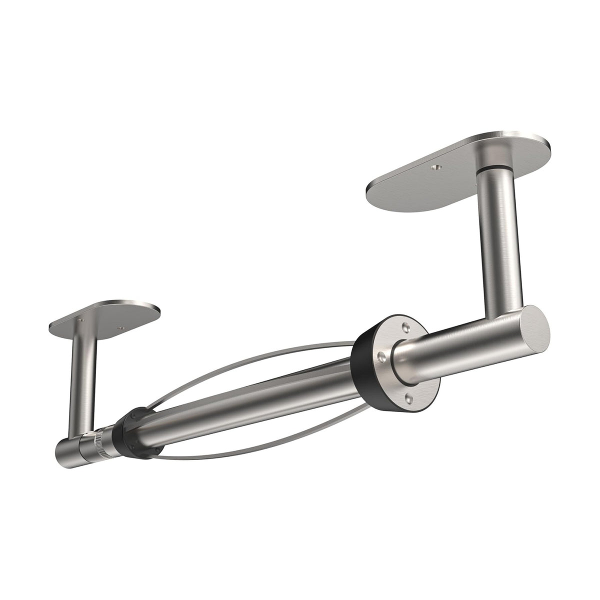 RUACQ Paper Towel Holder Under Cabinet, One Hand Tearing, Silver | Damping Effect, Drill Wall Mount & Adhesive, Round
