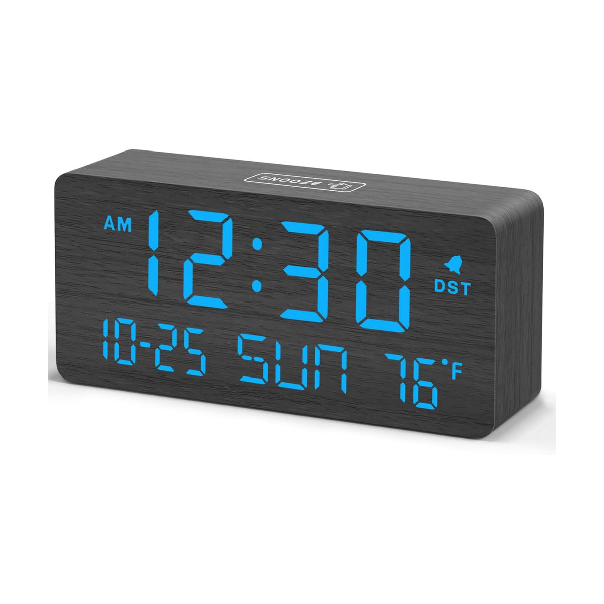 DreamSky Wooden Digital Alarm Clocks for Bedrooms with Date & Day of Week | Living Room Desk Clock, Temperature, USB