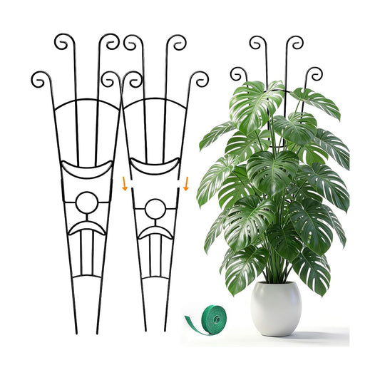 Monstera Plant Support - 32.6 Inch Tall Trellis with 2 Pack Plant Stakes for Your Large Climbing Monstera Deliciosa