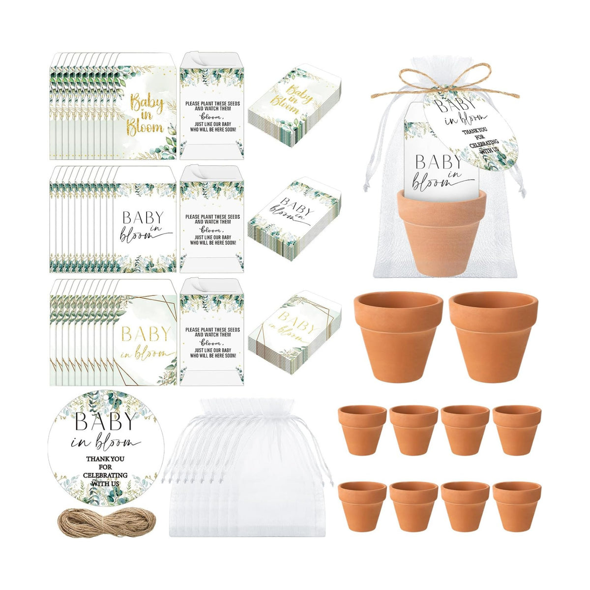 Reallnaive 48 Sets Baby in Bloom Baby Shower Party Favors Seed Packets