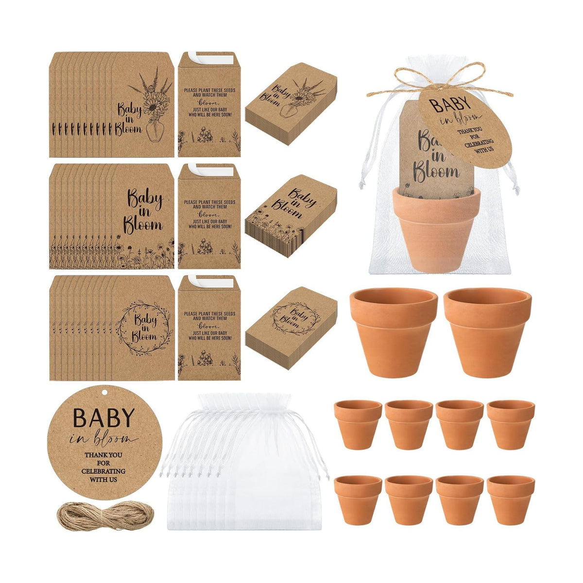 Reallnaive 48 Sets Baby in Bloom Baby Shower Party Favors Seed Packets