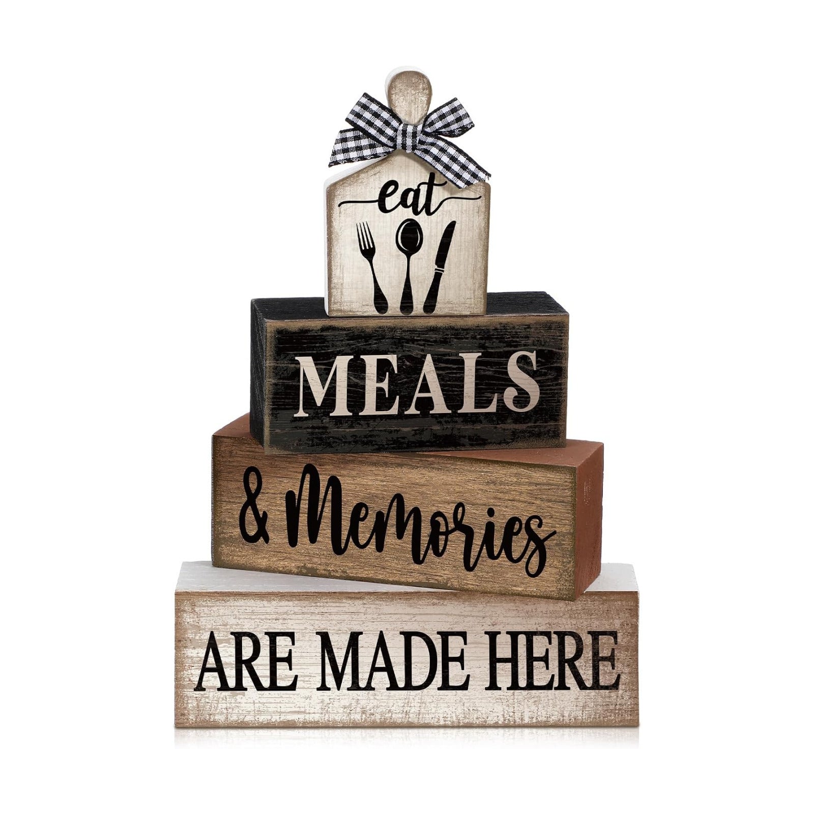 Moucuny 4 Pcs Farmhouse Kitchen Decor Wooden Plate Farmhouse Table Decor