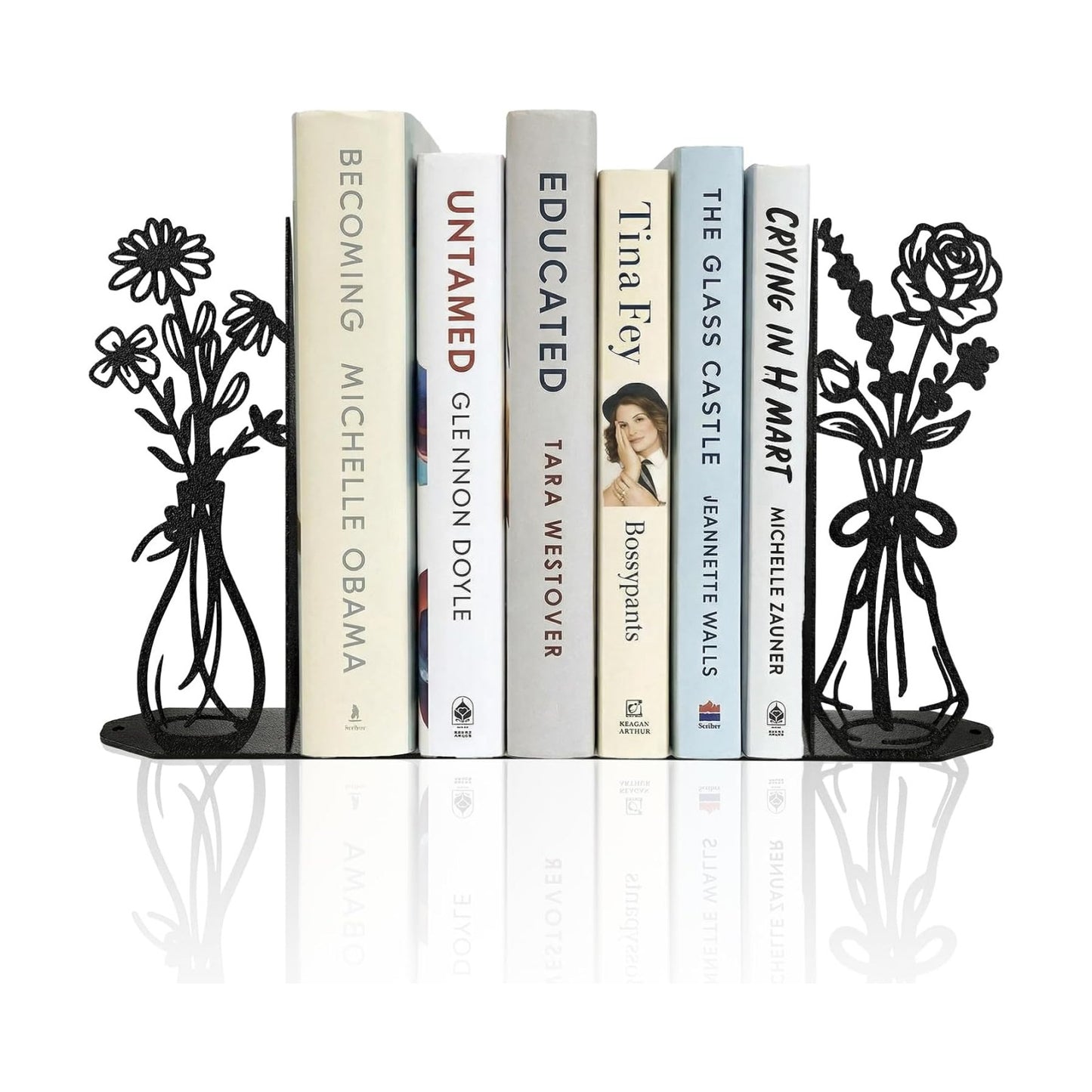 Flower Metal Bookends Decorative Book Ends / Black Flower