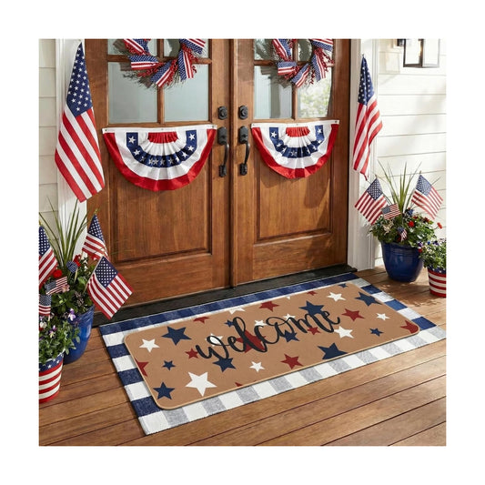Tinideya 2 Pcs 4th of July Patriotic Door Mat Memorial Day Mat Outdoor