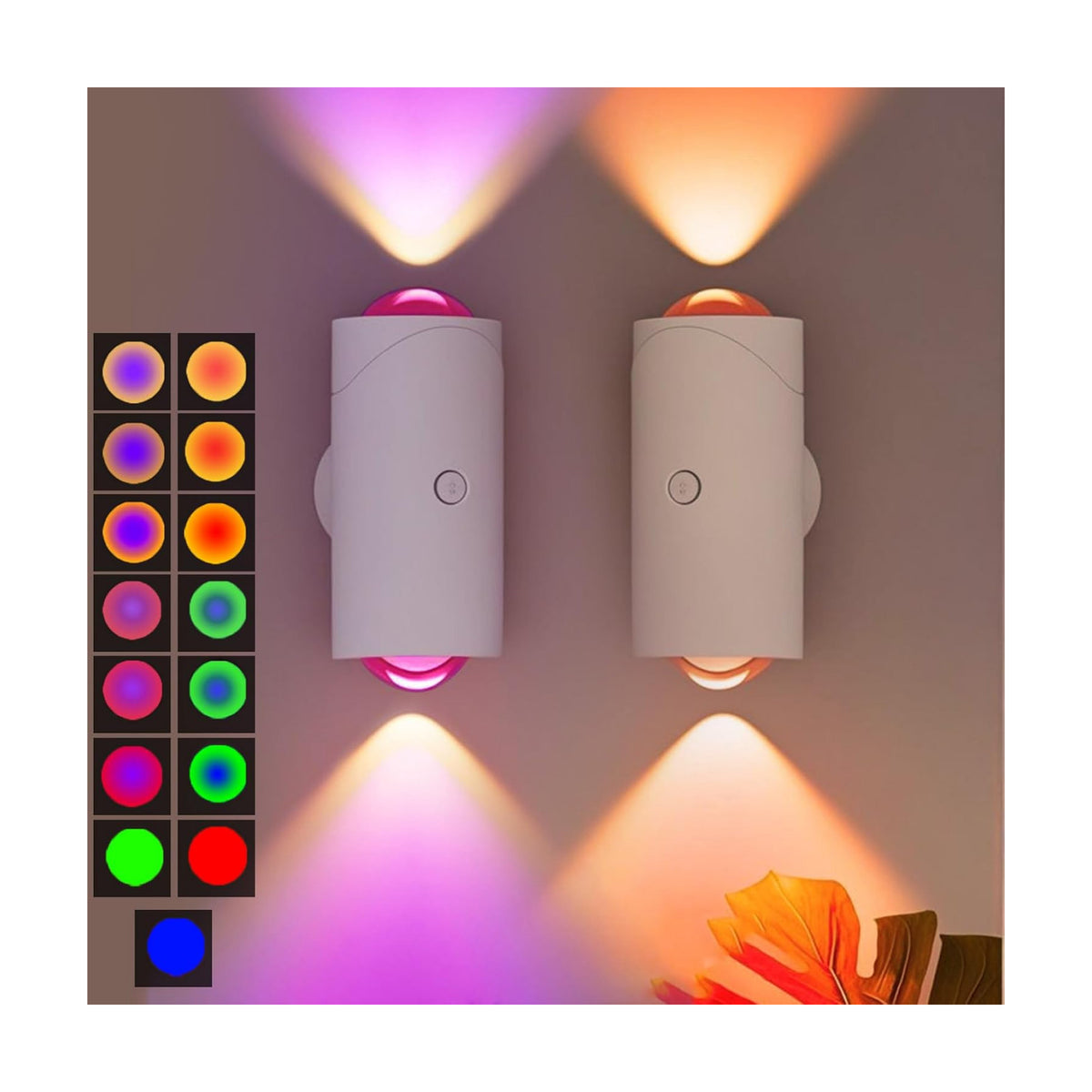 Rechargeable Motion Sensor Light Indoor, Magnetic RGB Wall Sconces 2 Pack | 7 Color Motion Sensor Night Light, 1500mAh
