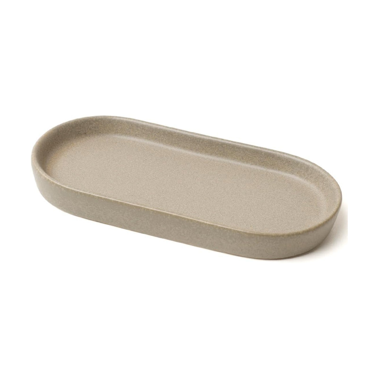 Matte Taupe Ceramic Bathroom Tray for Countertop / Gray