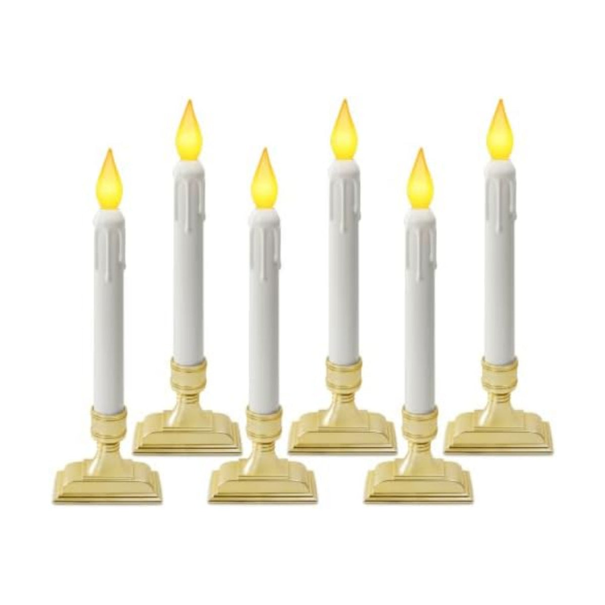 6 Pcs Sensor Dawn to Dusk Window Candles, Flameless Battery Candles for Windows, Led Candlesticks with Gold Holders, Flickering Candle Lights for Xmas Home Decor, Warm Yellow Light