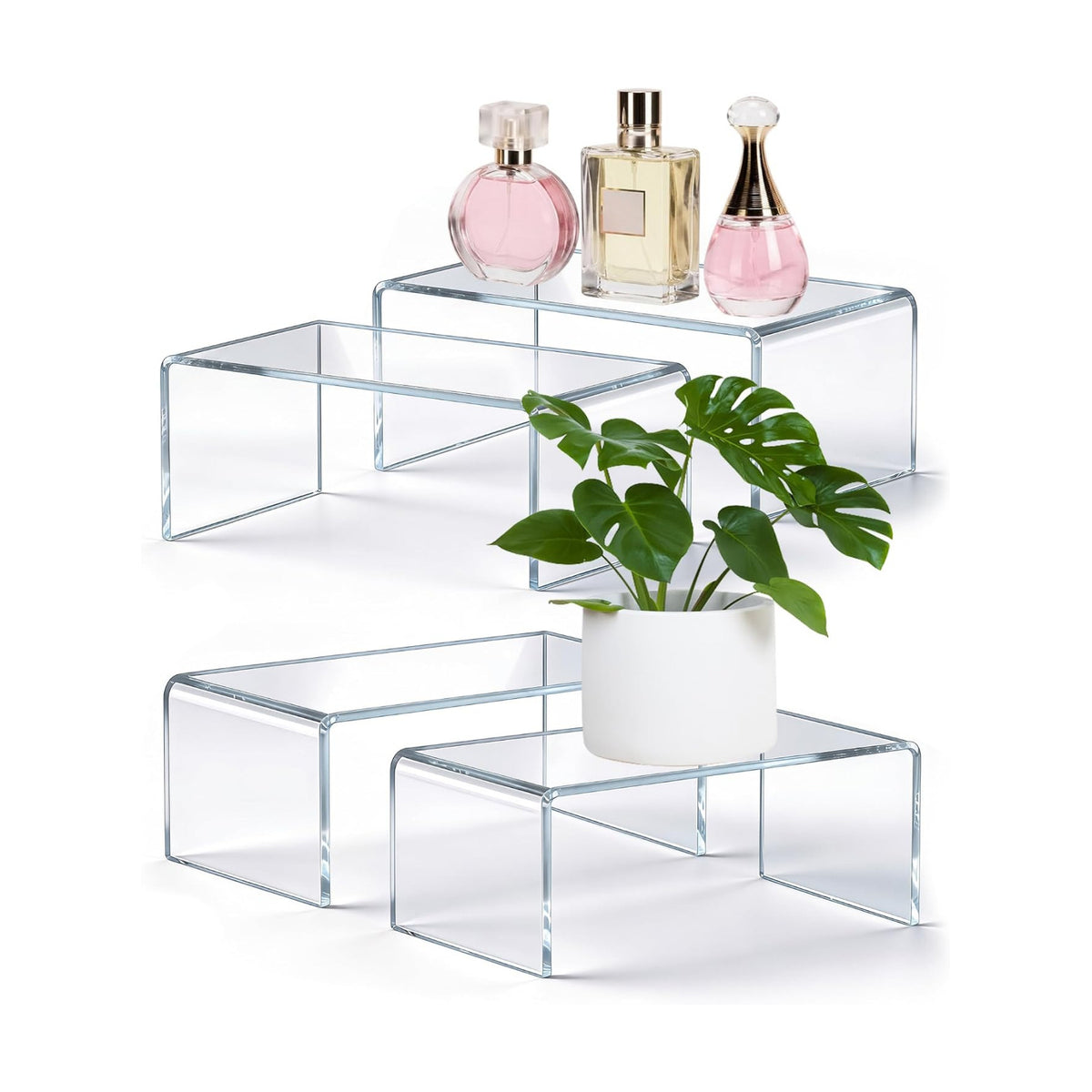 Large Acrylic Risers, 4 Pack Clear Display Risers, 5mm Thick | Clear Acrylic Display Stands, Collectibles & Figures
