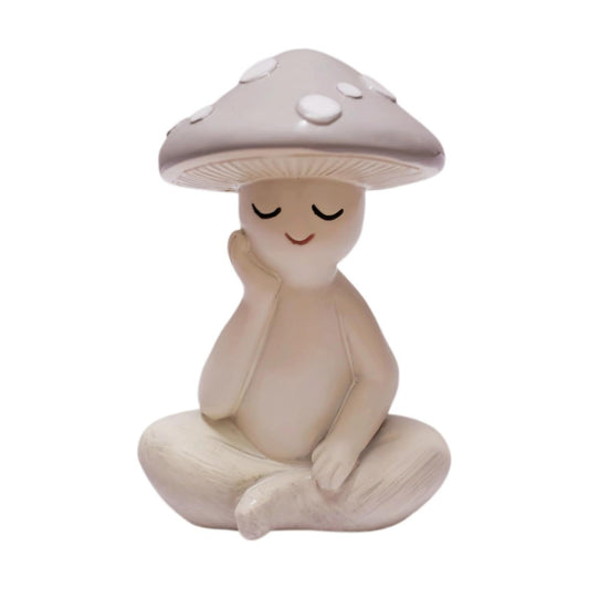 Mushroom Statue / Resin Mushroom Figurine / White