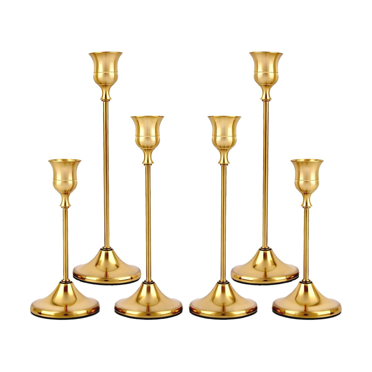 Set of 6 Brass Gold Candle Holders Metal Candlestick Holders Home Decor
