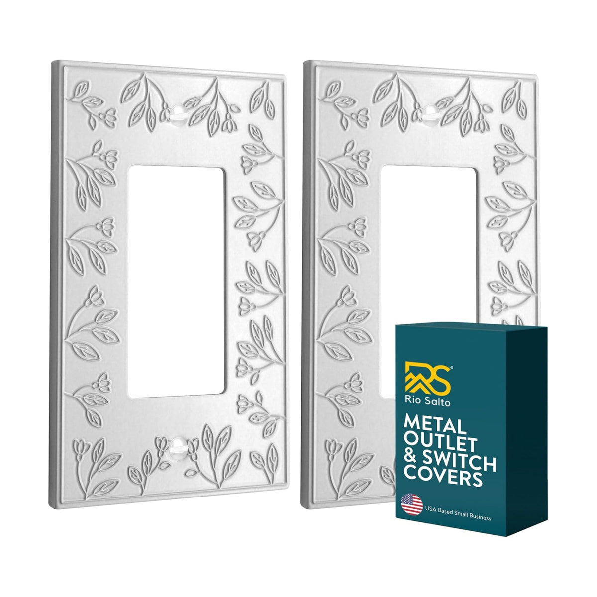 Rio Salto Decorative White Light Switch Cover Plate Premium Metal Flower Rocker Decorator Paddle GFCI Switch Plate