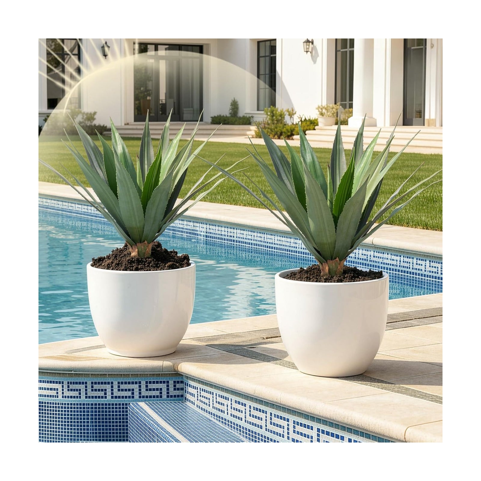 Artificial Spiked Agave Plants Tall / Green / 24inches / 2 Inch / Set of 2