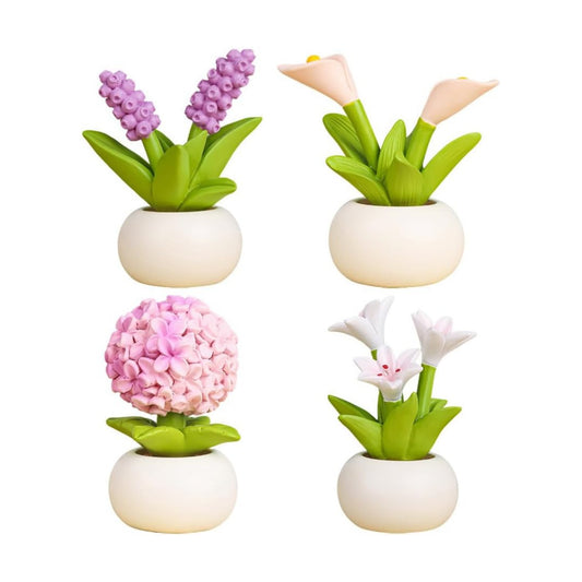 Pot Mini Artificial Calla Lily Hyacinth Lily Hydrangea Flower Potted Plants / 4 Colors / Set of 4