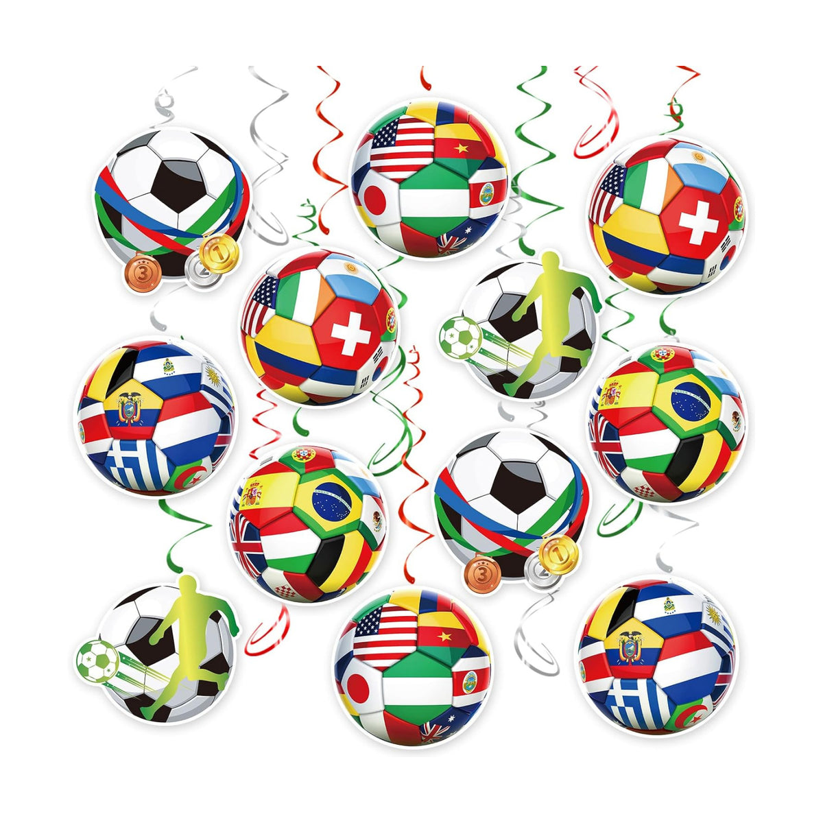 Soccer Hanging Swirls, 30Pcs Soccer Ball Ceiling Streamers Football Theme Party Swirls for Sport Event Game Hanging Decorations