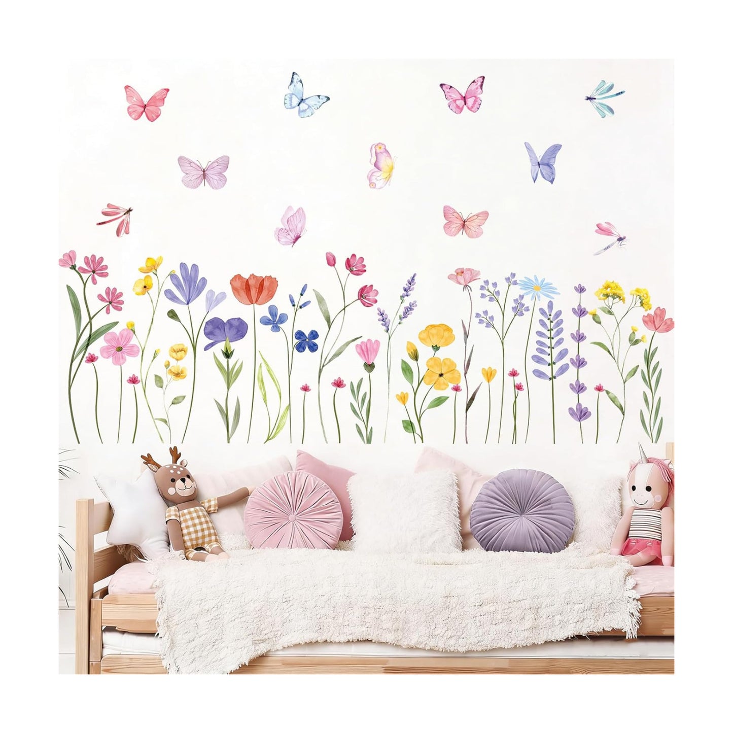 Flower Wall Decals / Flower Butterfly / Set of 60