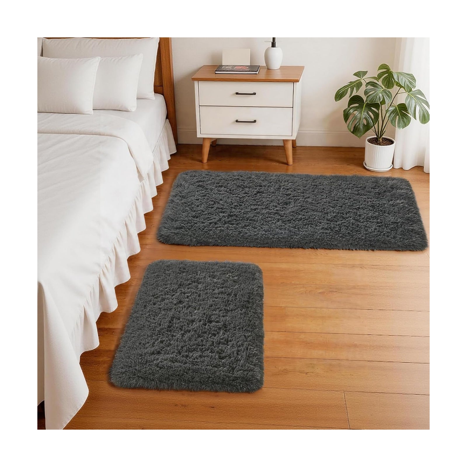 Ophanie Small Rug Washable Non Slip Throw Bedside Area Rugs, Fluffy Soft Mini Bedroom Carpet, 1.5x2.5 and 1.5x4 Rug
