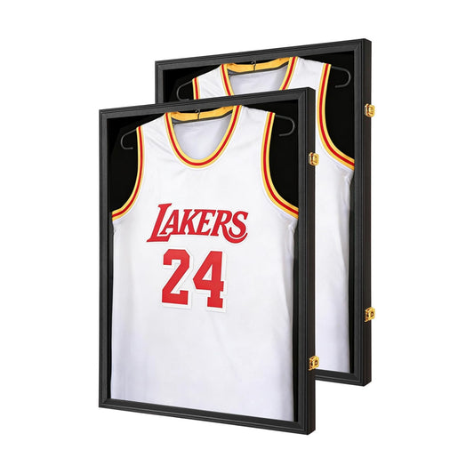 Jersey Frame Display Case, Black Shadow Box for Sport Jerseys, 2P | Wall Mount, Jersey Shadow Box, Golden Anti-Theft