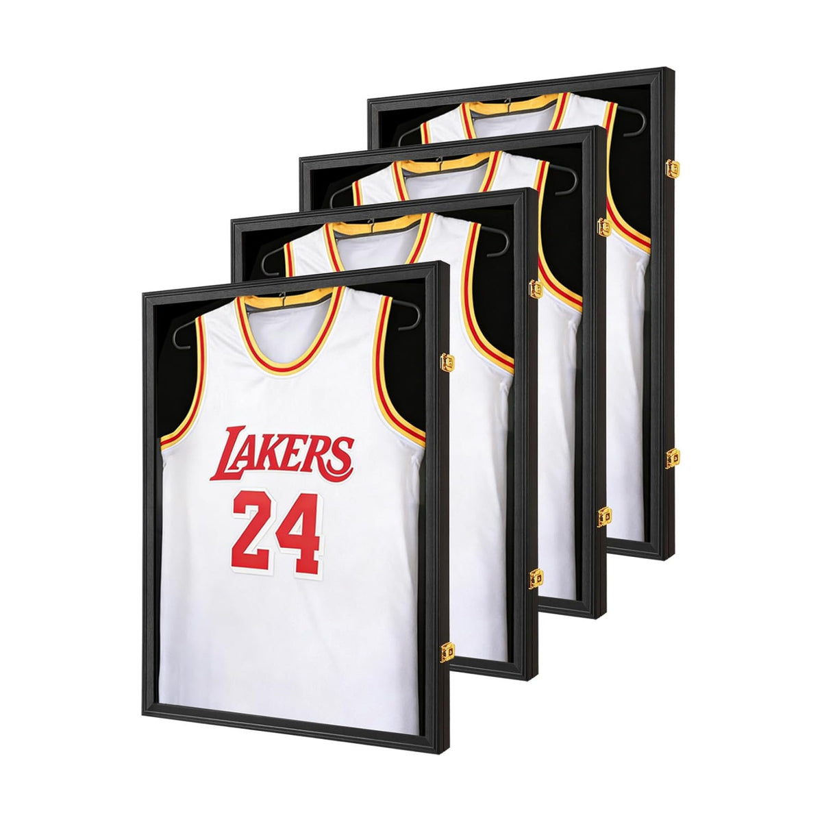 Jersey Frame Display Case, Black Shadow Box for Sport Jerseys, 4P | Wall Mount, Jersey Shadow Box, Golden Anti-Theft
