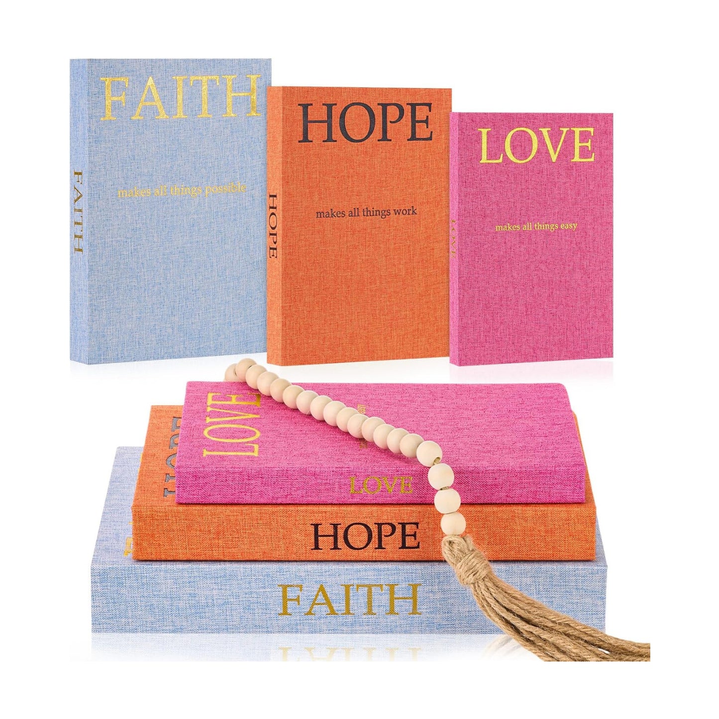 Linen Decorative Books / Colorful / Set of 3