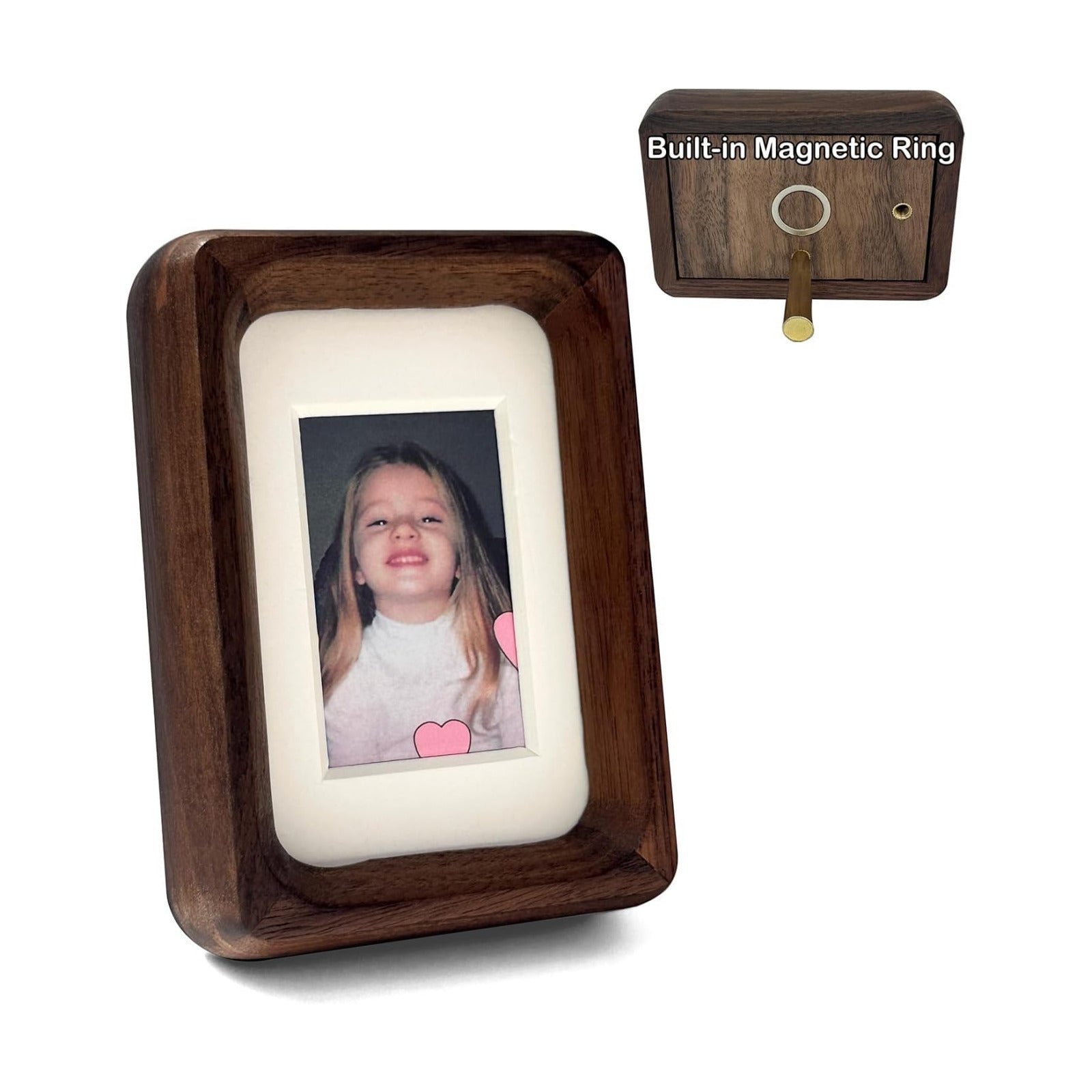 Wood Magnetic Picture Frame / Walnut / 2.2 x 3.4